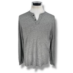 Marine Layer Henley Shirt Men's Marge M/L Heather Gray Rayon Long Sleeve